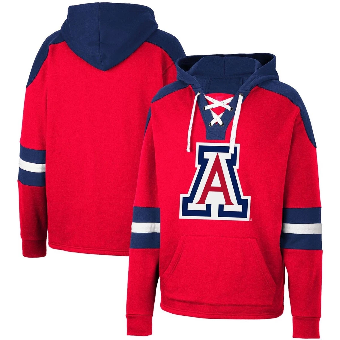 Colosseum Men's Red Arizona Wildcats Lace-Up 4.0 Pullover Hoodie 2 Colosseum Men's Red Arizona Wildcats Lace-Up 4.0 Pullover Hoodie - Image 2