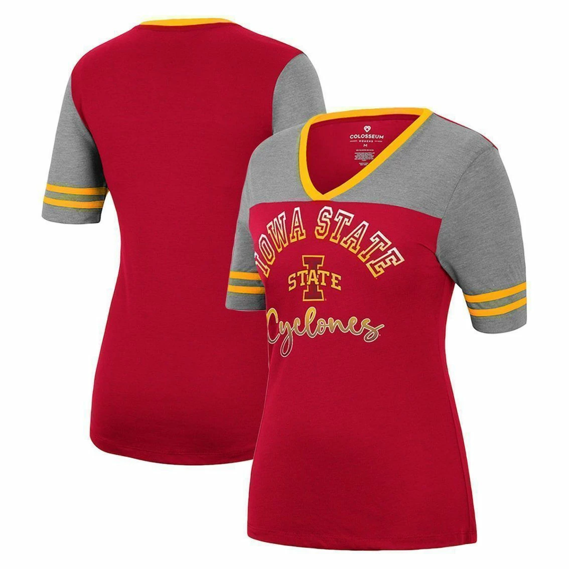 Colosseum Women's Cardinal/Heathered Gray Iowa State Cyclones There You Are V-Neck T-Shirt 2 Colosseum Women's Cardinal/Heathered Gray Iowa State Cyclones There You Are V-Neck T-Shirt - Image 2