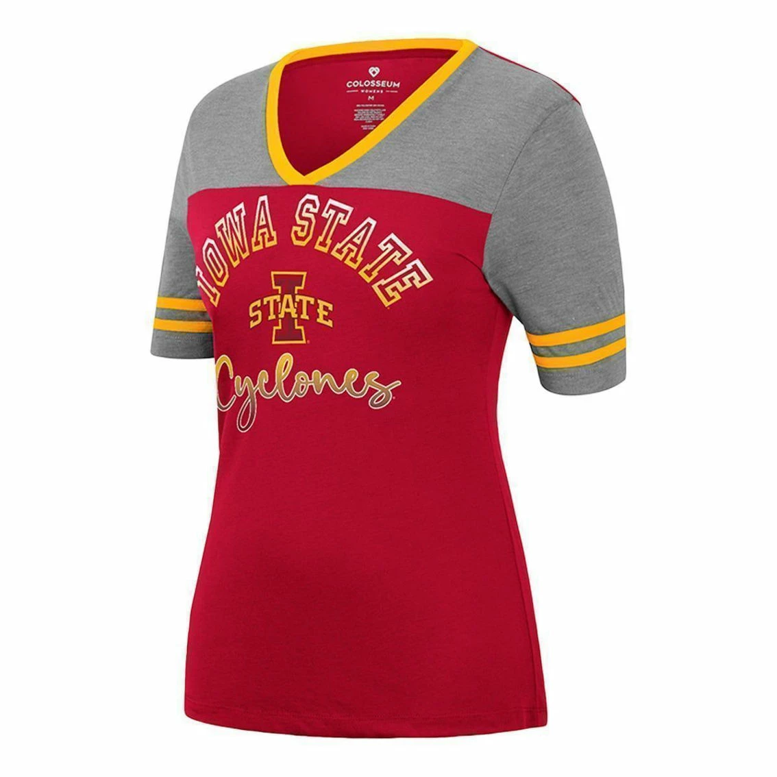 Colosseum Women's Cardinal/Heathered Gray Iowa State Cyclones There You Are V-Neck T-Shirt 3 Colosseum Women's Cardinal/Heathered Gray Iowa State Cyclones There You Are V-Neck T-Shirt - Image 3