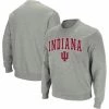 Men's Colosseum Heather Gray Indiana Hoosiers Arch & Logo Crew Neck Sweatshirt