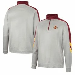 Colosseum Men's Gray/Cardinal Iowa State Cyclones Bushwood Fleece Quarter-Zip Jacket