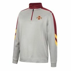 Colosseum Men's Gray/Cardinal Iowa State Cyclones Bushwood Fleece Quarter-Zip Jacket -Colosseum Shop DSCO1147016638 1927 ALT2