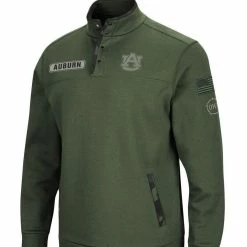 Colosseum Men's Olive Auburn Tigers OHT Military Appreciation Digit Quarter-Snap Jacket -Colosseum Shop DSCO1147246087 2068 ALT2