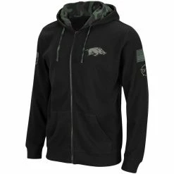 Colosseum Men's Black Arkansas Razorbacks OHT Military Appreciation Waffle Full-Zip Hoodie -Colosseum Shop DSCO1147246215 1007 ALT2