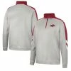 Colosseum Men's Gray/Cardinal Arkansas Razorbacks Bushwood Fleece Quarter-Zip Jacket
