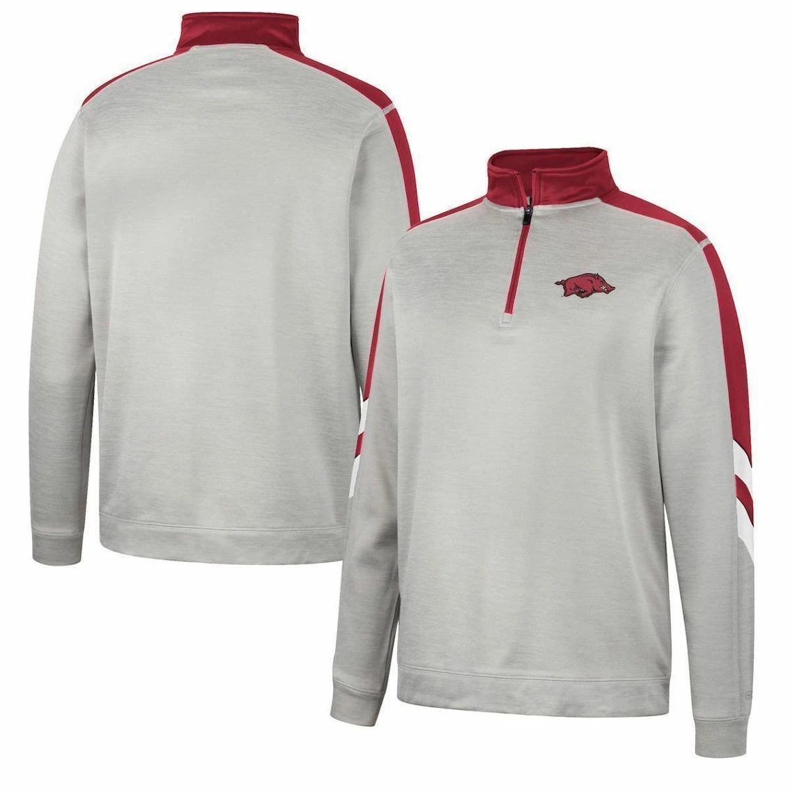 Colosseum Men's Gray/Cardinal Arkansas Razorbacks Bushwood Fleece Quarter-Zip Jacket 2 Colosseum Men's Gray/Cardinal Arkansas Razorbacks Bushwood Fleece Quarter-Zip Jacket - Image 2