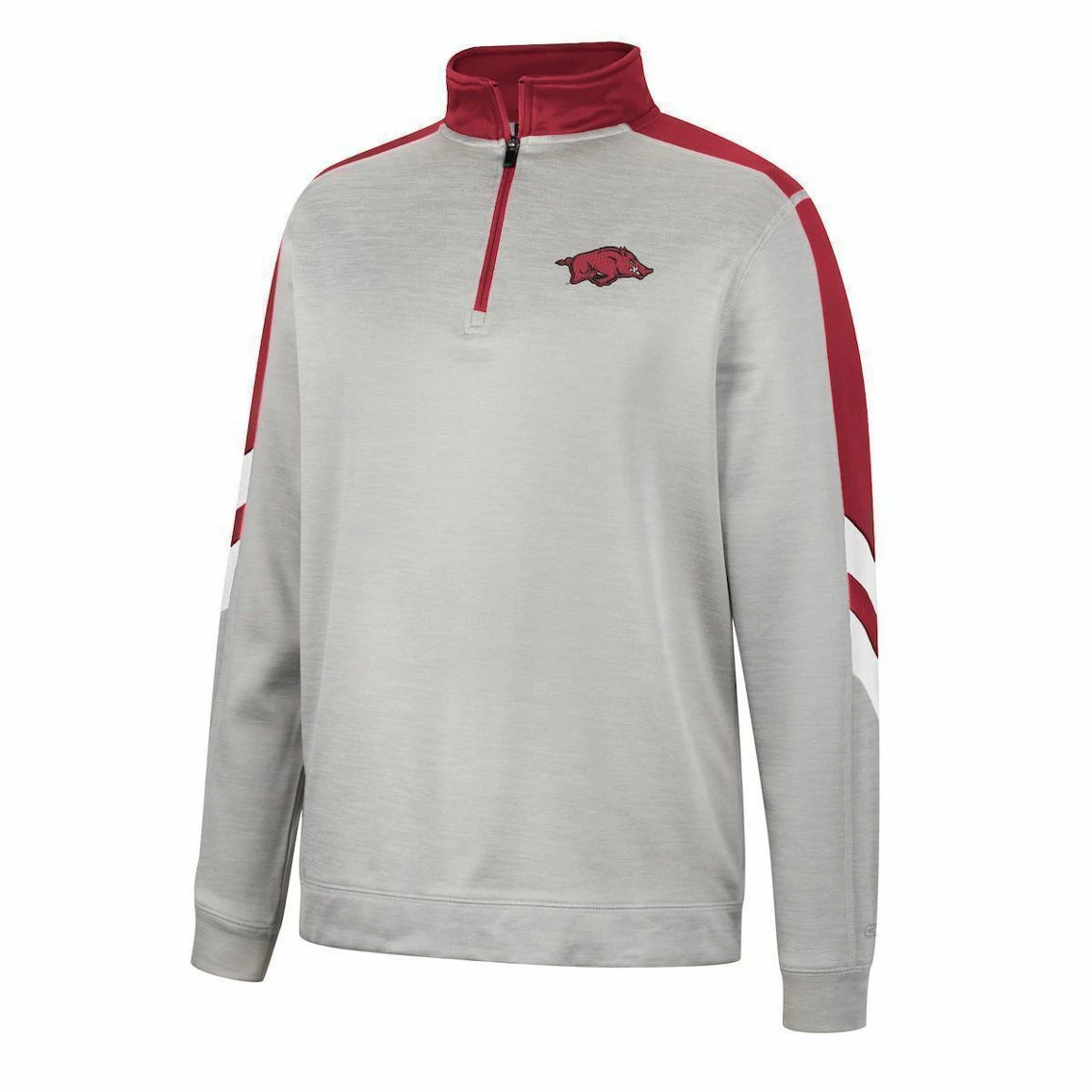 Colosseum Men's Gray/Cardinal Arkansas Razorbacks Bushwood Fleece Quarter-Zip Jacket 3 Colosseum Men's Gray/Cardinal Arkansas Razorbacks Bushwood Fleece Quarter-Zip Jacket - Image 3