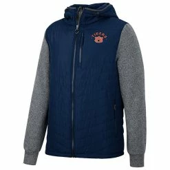 Colosseum Men's Navy/Charcoal Auburn Tigers Course Herringbone Full-Zip Hoodie -Colosseum Shop DSCO1147246438 1320 ALT2