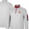 Colosseum Men's Heathered Gray/Cardinal Iowa State Cyclones Country Club Windshirt Quarter-Zip Jacket
