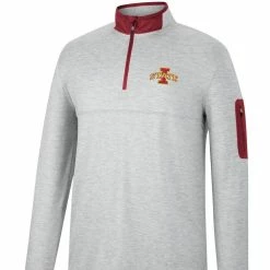Colosseum Men's Heathered Gray/Cardinal Iowa State Cyclones Country Club Windshirt Quarter-Zip Jacket -Colosseum Shop DSCO1147306796 1927 ALT2