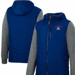 Colosseum Men's Navy/Charcoal Arizona Wildcats Course Herringbone Full-Zip Hoodie