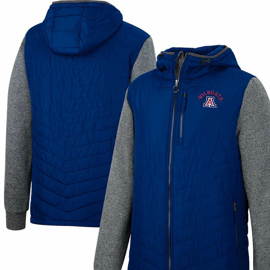 Colosseum Men's Navy/Charcoal Arizona Wildcats Course Herringbone Full-Zip Hoodie 2 Colosseum Men's Navy/Charcoal Arizona Wildcats Course Herringbone Full-Zip Hoodie - Image 2