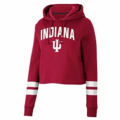Colosseum Women's Crimson Indiana Hoosiers Throwback Stripe Cropped Pullover Hoodie -Colosseum Shop DSCO1147886414 2840 ALT2