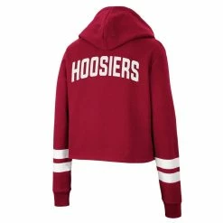 Colosseum Women's Crimson Indiana Hoosiers Throwback Stripe Cropped Pullover Hoodie -Colosseum Shop DSCO1147886414 2840 ALT3