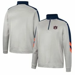 Colosseum Men's Gray/Navy Auburn Tigers Bushwood Fleece Quarter-Zip Jacket