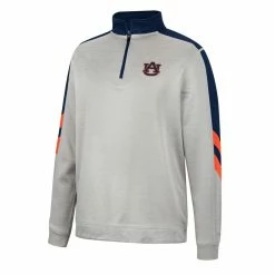 Colosseum Men's Gray/Navy Auburn Tigers Bushwood Fleece Quarter-Zip Jacket -Colosseum Shop DSCO1148304909 1927 ALT2