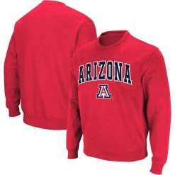 Colosseum Men's Red Arizona Wildcats Arch & Logo Crew Neck Sweatshirt