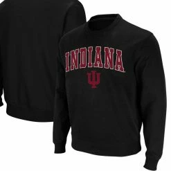 Colosseum Men's Black Indiana Hoosiers Arch & Logo Crew Neck Sweatshirt