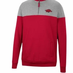 Colosseum Men's Cardinal/Heather Gray Arkansas Razorbacks Be The Ball Quarter-Zip Top -Colosseum Shop DSCO1148305461 4633 ALT2