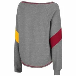 Women's Colosseum Heather Gray Iowa State Cyclones Amped Chevron Stripe Raglan Boat Neck Pullover Sweatshirt -Colosseum Shop DSCO1148305983 1927 ALT3