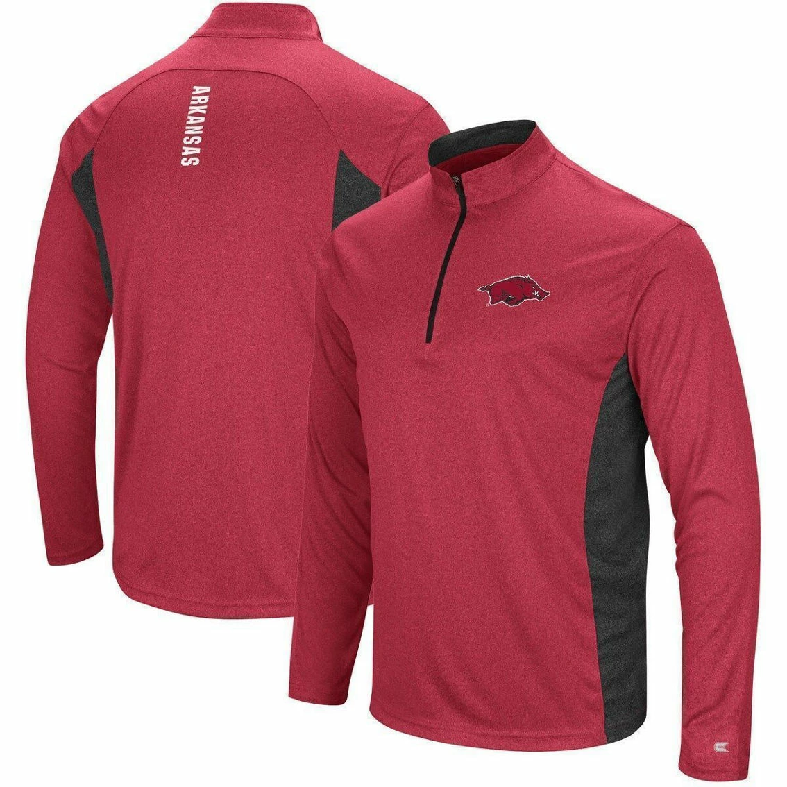 Colosseum Men's Heathered Cardinal/Black Arkansas Razorbacks Audible Windshirt Quarter-Zip Pullover Jacket 1 Colosseum Men's Heathered Cardinal/Black Arkansas Razorbacks Audible Windshirt Quarter-Zip Pullover Jacket
