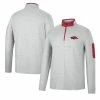 Colosseum Men's Heathered Gray/Cardinal Arkansas Razorbacks Country Club Windshirt Quarter-Zip Jacket