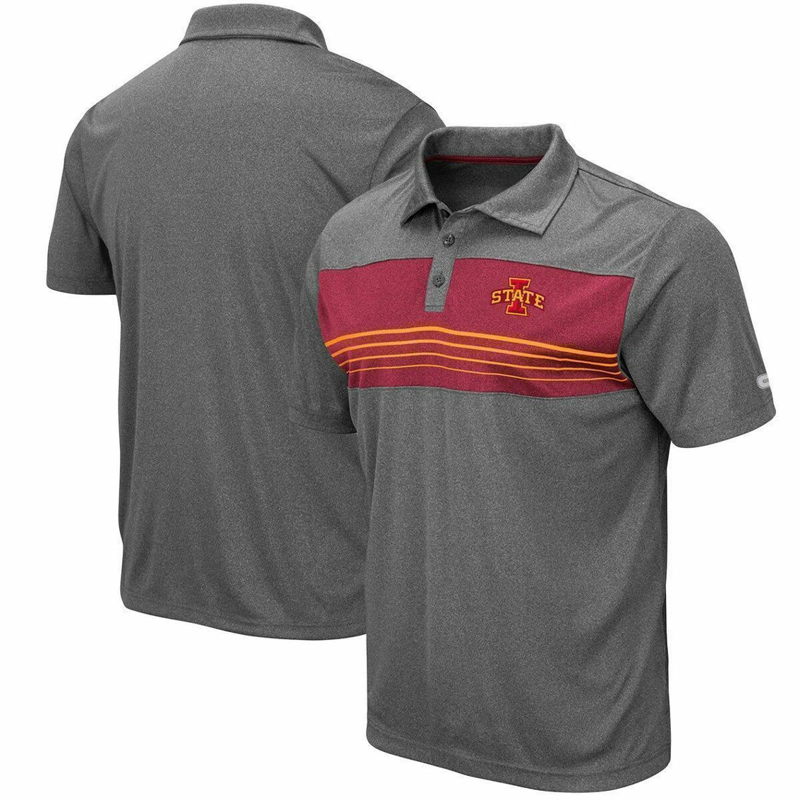 Men's Colosseum Heathered Charcoal Iowa State Cyclones Smithers Polo 2 Men's Colosseum Heathered Charcoal Iowa State Cyclones Smithers Polo - Image 2