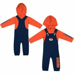 Colosseum Newborn & Infant Heathered Navy/Heathered Orange Auburn Tigers Chim-Chim Long Sleeve Hoodie T-Shirt & Overall Set
