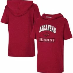 Colosseum Youth Heather Cardinal Arkansas Razorbacks Varsity Hooded T-Shirt