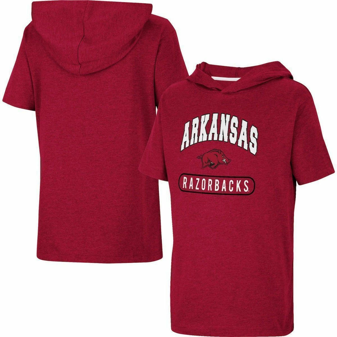 Colosseum Youth Heather Cardinal Arkansas Razorbacks Varsity Hooded T-Shirt 2 Colosseum Youth Heather Cardinal Arkansas Razorbacks Varsity Hooded T-Shirt - Image 2