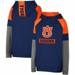 Colosseum Youth Navy Auburn Tigers Colorblocked Raglan Pullover Hoodie