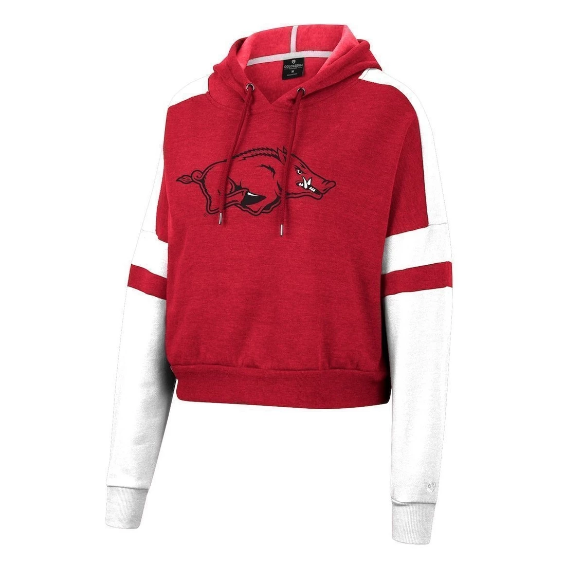 Colosseum Women's Cardinal Arkansas Razorbacks Throwback Stripe Arch Logo Cropped Pullover Hoodie 3 Colosseum Women's Cardinal Arkansas Razorbacks Throwback Stripe Arch Logo Cropped Pullover Hoodie - Image 3