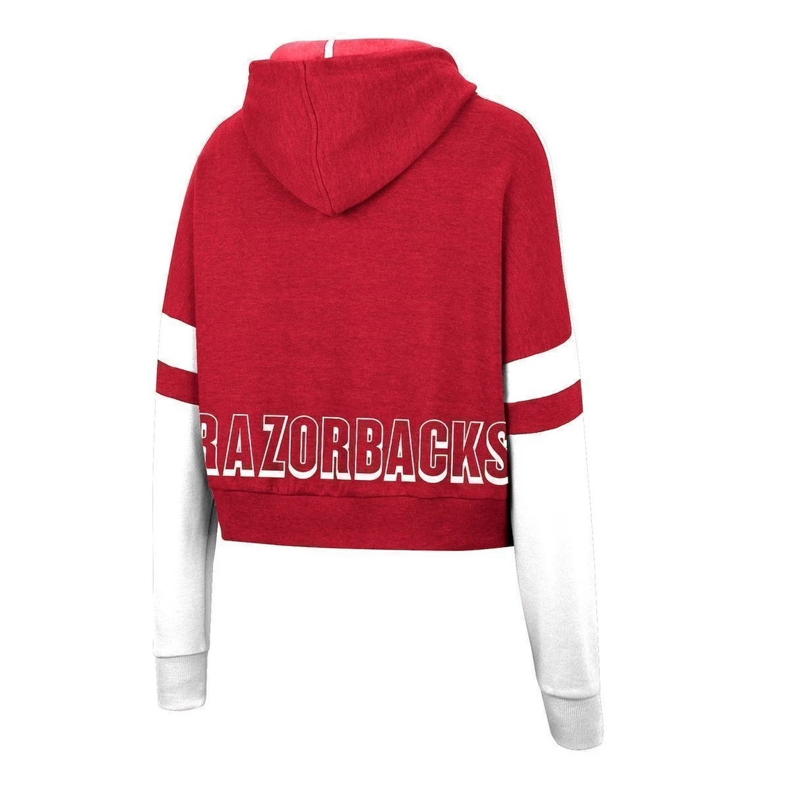 Colosseum Women's Cardinal Arkansas Razorbacks Throwback Stripe Arch Logo Cropped Pullover Hoodie 4 Colosseum Women's Cardinal Arkansas Razorbacks Throwback Stripe Arch Logo Cropped Pullover Hoodie - Image 4