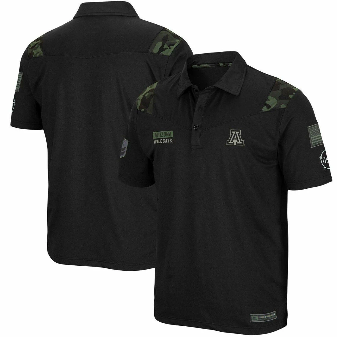 Men's Colosseum Black Arizona Wildcats OHT Military Appreciation Sierra Polo 2 Men's Colosseum Black Arizona Wildcats OHT Military Appreciation Sierra Polo - Image 2