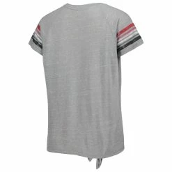 Women's Colosseum Heathered Gray Indiana Hoosiers Boo You Raglan Knotted T-Shirt -Colosseum Shop DSCO1148309105 1927 ALT3