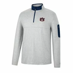 Men's Colosseum Heathered Gray/Navy Auburn Tigers Country Club Windshirt Quarter-Zip Jacket -Colosseum Shop DSCO1148309738 1927 ALT2
