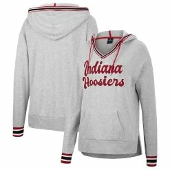 Colosseum Women's Heathered Gray Indiana Hoosiers Andy V-Neck Pullover Hoodie