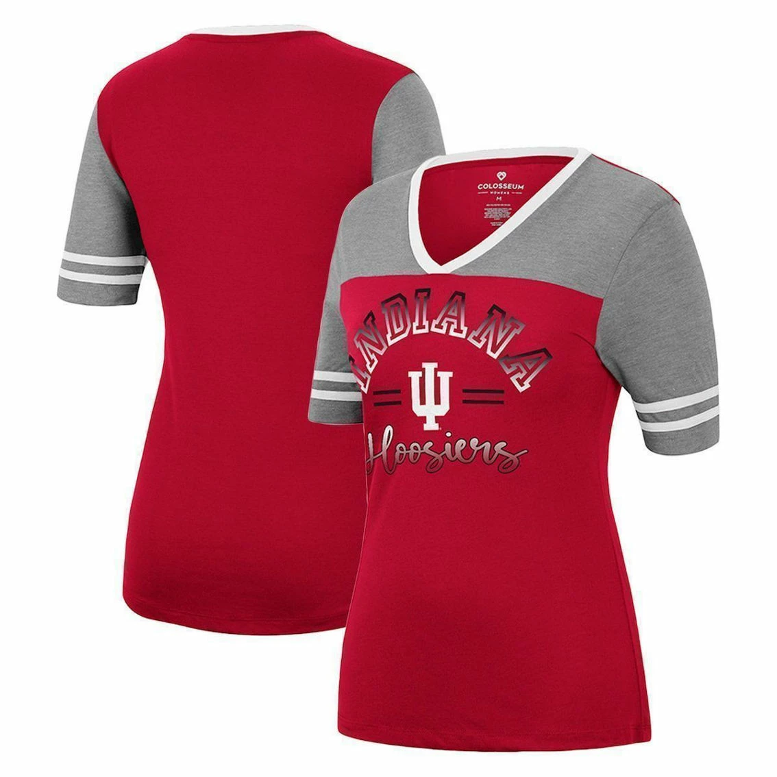 Women's Colosseum Crimson/Heathered Gray Indiana Hoosiers There You Are V-Neck T-Shirt 2 Women's Colosseum Crimson/Heathered Gray Indiana Hoosiers There You Are V-Neck T-Shirt - Image 2