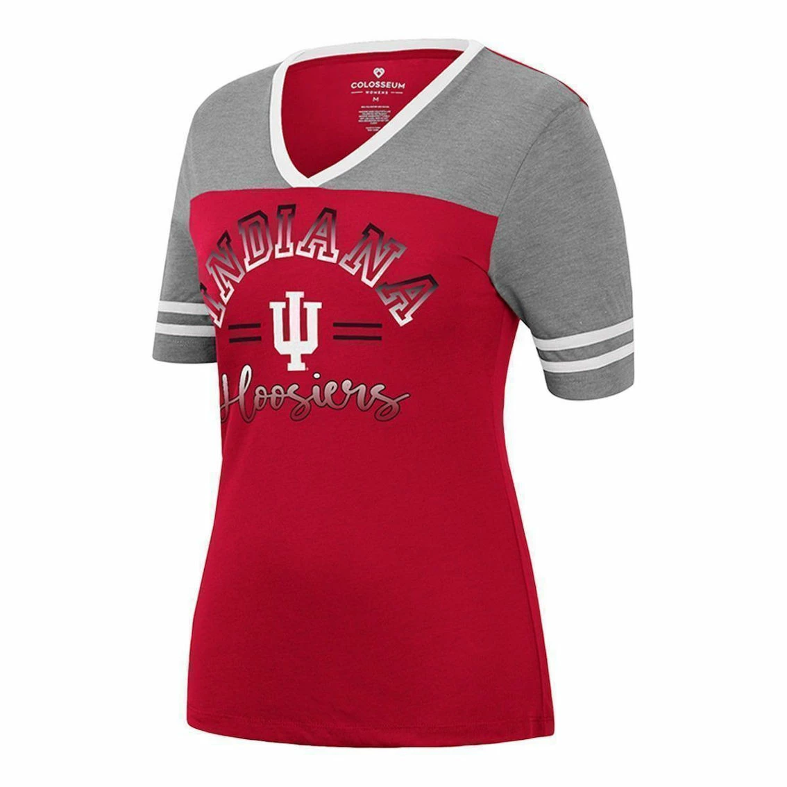 Women's Colosseum Crimson/Heathered Gray Indiana Hoosiers There You Are V-Neck T-Shirt 3 Women's Colosseum Crimson/Heathered Gray Indiana Hoosiers There You Are V-Neck T-Shirt - Image 3