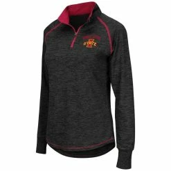 Women's Colosseum Black Iowa State Cyclones Bikram 1/4 Zip Long Sleeve Jacket