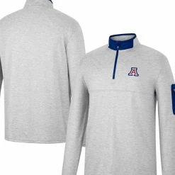 Colosseum Men's Heathered Gray/Navy Arizona Wildcats Country Club Windshirt Quarter-Zip Jacket -Colosseum Shop DSCO1148311852 1927 ALT1