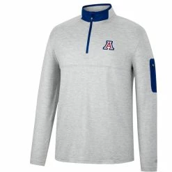 Colosseum Men's Heathered Gray/Navy Arizona Wildcats Country Club Windshirt Quarter-Zip Jacket -Colosseum Shop DSCO1148311852 1927 ALT2