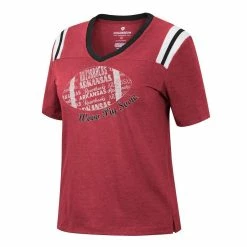 Women's Colosseum Heathered Cardinal Arkansas Razorbacks 15 Min Early Football V-Neck T-Shirt -Colosseum Shop DSCO1148312092 4633 ALT2