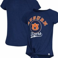 Girls Youth Colosseum Navy Auburn Tigers Salt Tie-Front Raglan T-Shirt