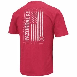 Colosseum Men's Heather Cardinal Arkansas Razorbacks OHT Military Appreciation Flag 2.0 T-Shirt -Colosseum Shop DSCO1148313065 4633 ALT3