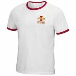 Men's Colosseum White Iowa State Cyclones Left Chest Ringer T-Shirt -Colosseum Shop DSCO1148313264 3550 ALT2