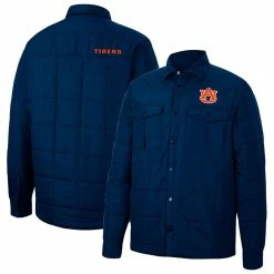 Men's Colosseum Navy Auburn Tigers Detonate Quilted Full-Snap Jacket