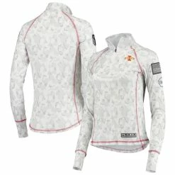 Colosseum Women's White Iowa State Cyclones OHT Military Appreciation Officer Arctic Camo 1/4-Zip Jacket