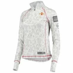 Colosseum Women's White Iowa State Cyclones OHT Military Appreciation Officer Arctic Camo 1/4-Zip Jacket -Colosseum Shop DSCO1148313567 3550 ALT2