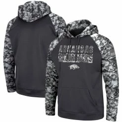 Colosseum Men's Charcoal Arkansas Razorbacks OHT Military Appreciation Digital Camo Pullover Hoodie